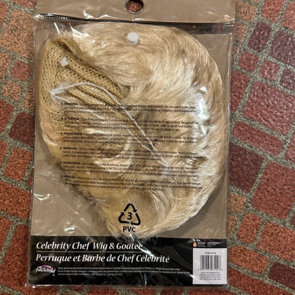 Men’s Celebrity Chef / Rod Stewart/Punk Rock Blonde Halloween Wig & Goatee NWT - Picture 2 of 2